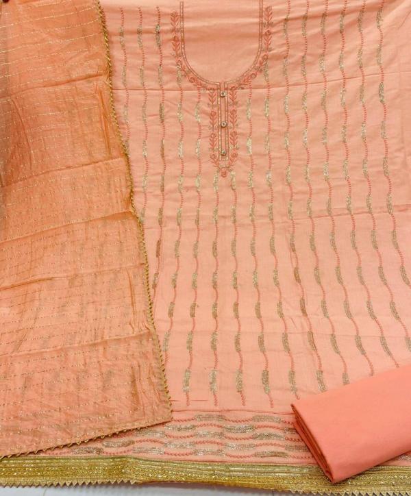 Chanderi Chex 1 Fancy Embroidery Dress Materials 